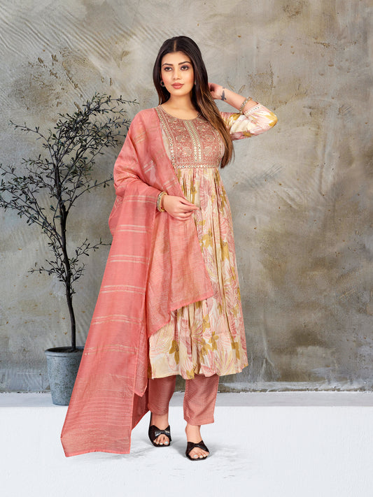 Anarakli Women Kurta With Pant &amp; Dupatta set So Beautiful Embroidery Work Perfect Fit And Party &nbsp;&amp; Casual Wear