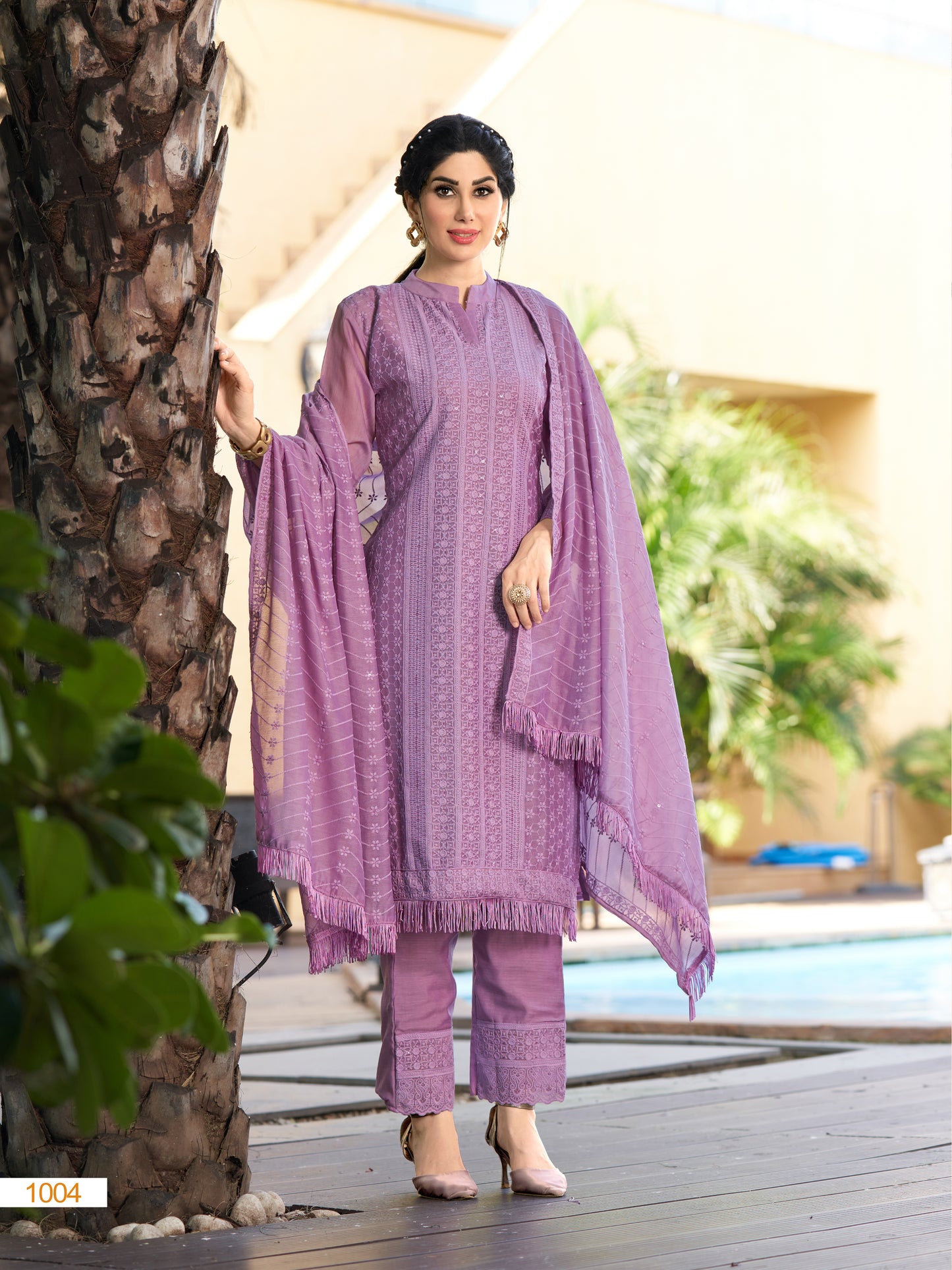 Women's Fabric Silk Embroidery Kurta Set Printed Heavy Kurti with Pants and Dupatta Set