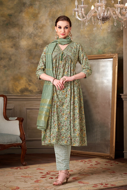 Rolex Fancy Aliya Cut Women Kurta With Pant Dupatta Set ModalFabric So Beautiful Embroidery Work Women Alia Style Look