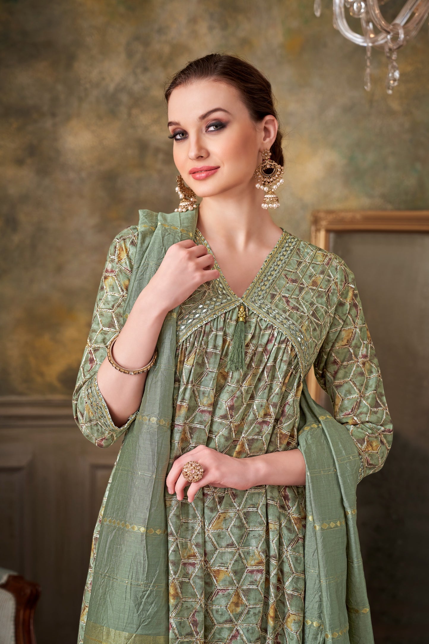 Rolex Fancy Aliya Cut Women Kurta With Pant Dupatta Set ModalFabric So Beautiful Embroidery Work Women Alia Style Look