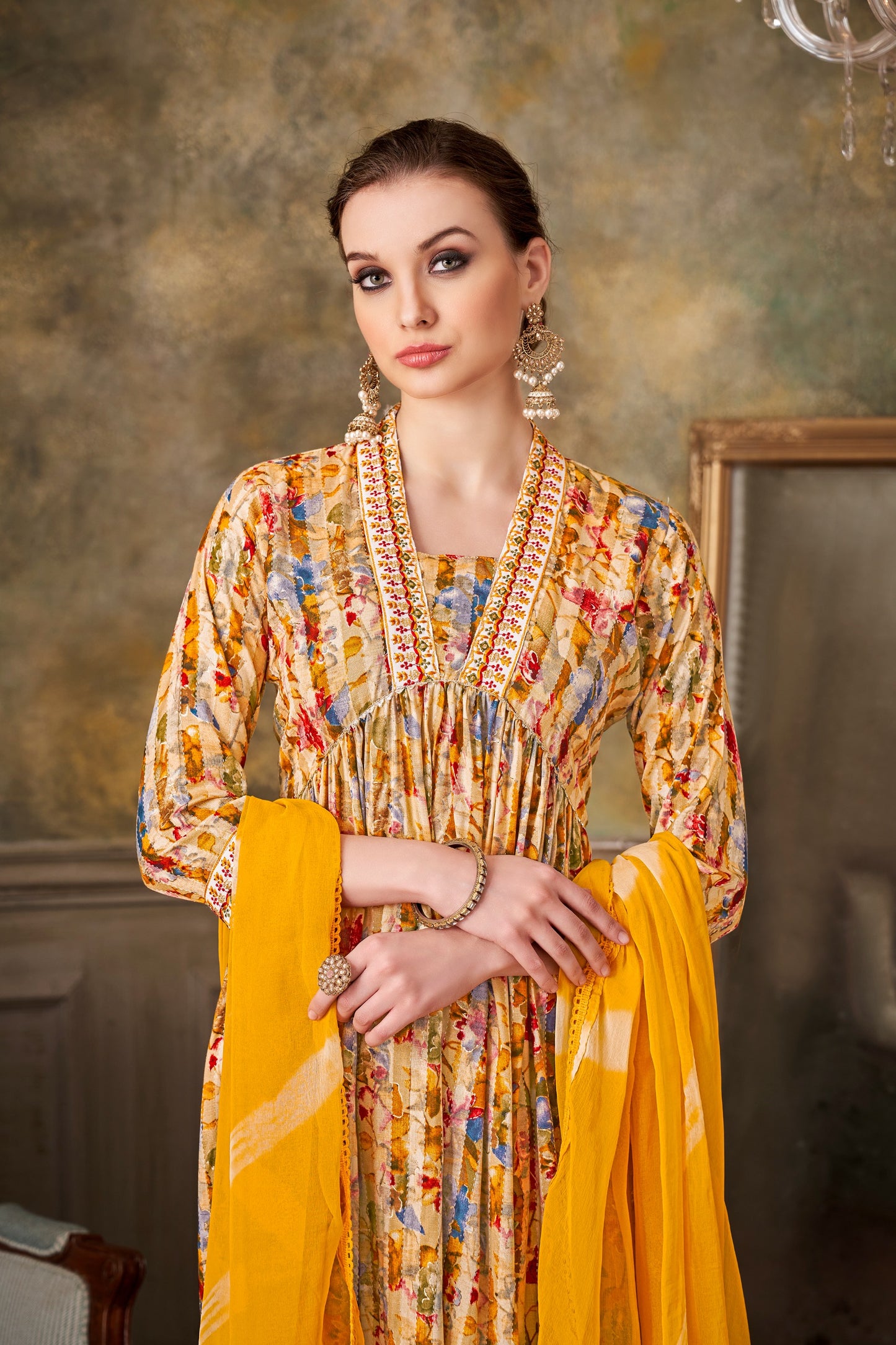 Fancy Aliya Cut Women Kurta With Pant Dupatta Set Fancy Rayon Fabric So Beautiful Embroidery Work Women Alia Style Look