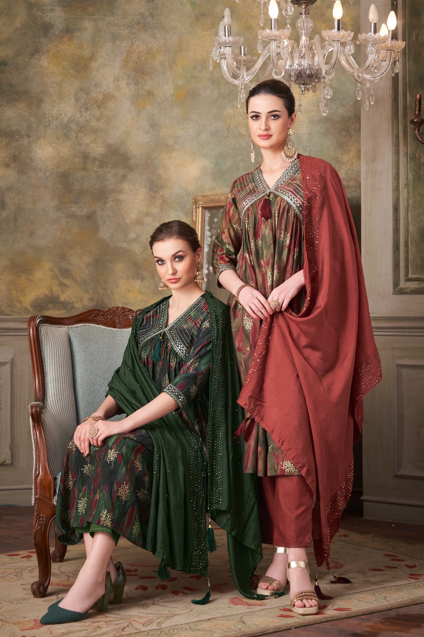 Signature Fancy Alia Cut Women Kurta With Pant Dupatta Set Chanderi Fabrice So Beautiful Embroidery Work Women