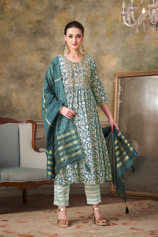 Anaya Fancy Chanderi Fabric So Beautiful Embroidery Work Women Kurta set