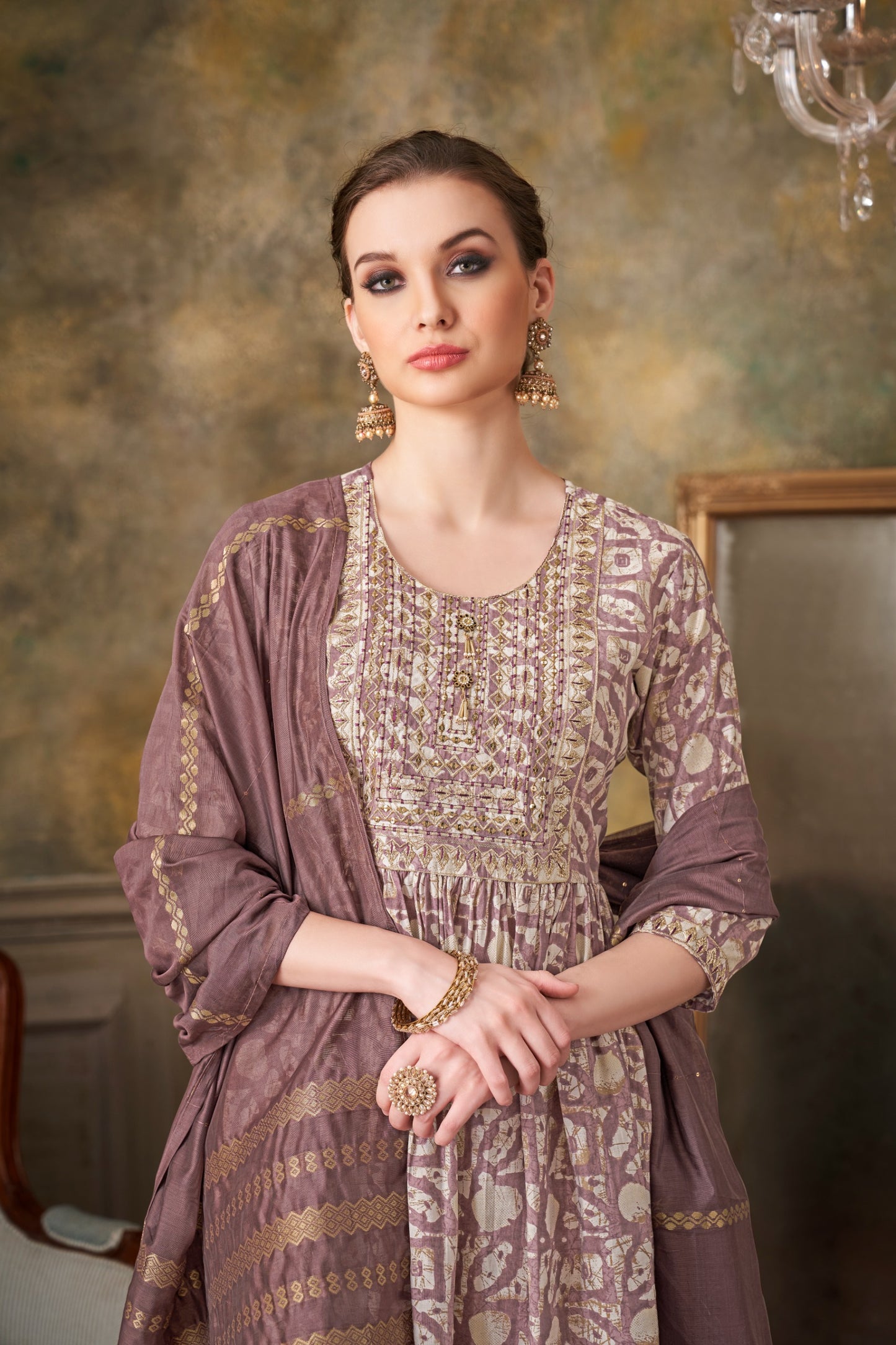 Anaya Fancy Chanderi Fabric So Beautiful Embroidery Work Women Kurta set